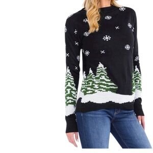 Black and Green Women's Crew Neck Sweater